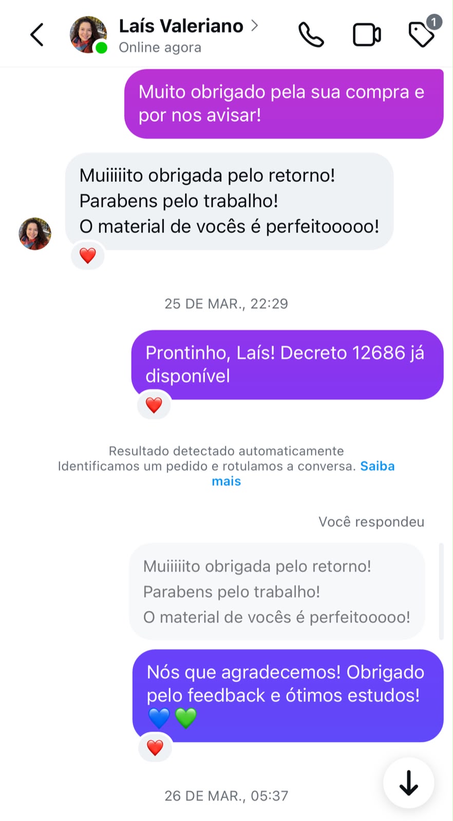 Print do depoimento de Laís Valeriano sobre o material da Vibe Federal